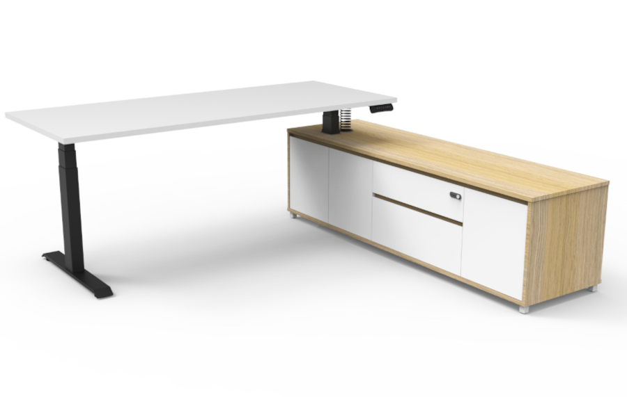 Natural Oak Cabinet, White Top With Black Frame